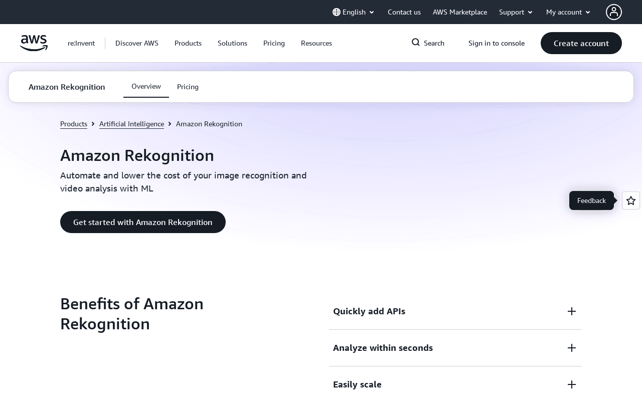 Amazon Rekognition screenshot 1